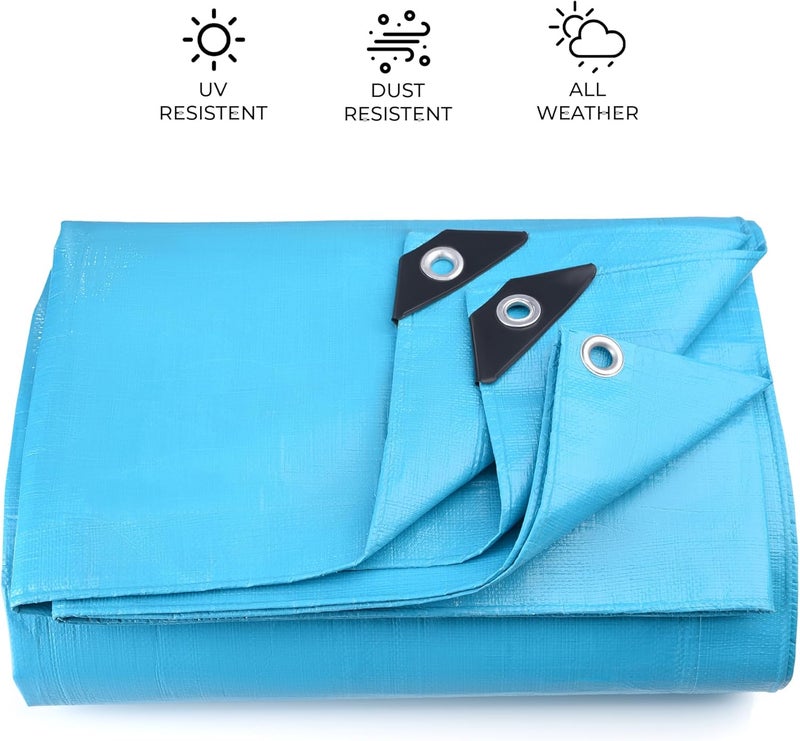 Teal Elite Tarps Heavy Duty Waterproof 16x20-12 mil Thick Camping Tent - Blue Tarp 16x20 UV Resistant, Rip & Tear Proof with Metal Grommets – Multipurpose Use for Camping, Tent, Boat, RV, Car, & Pool Cover - Image 3